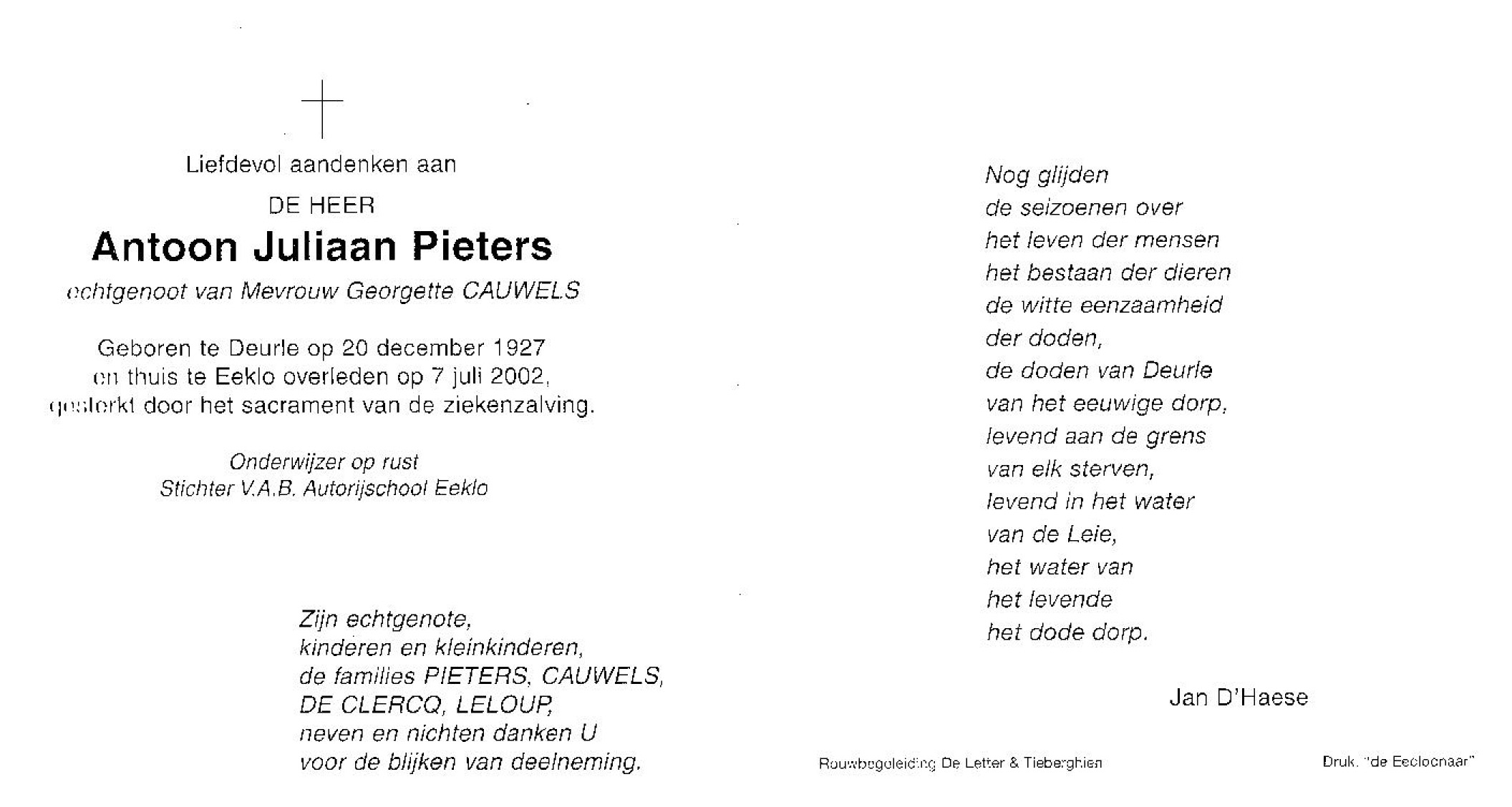 Tekst A Pieters