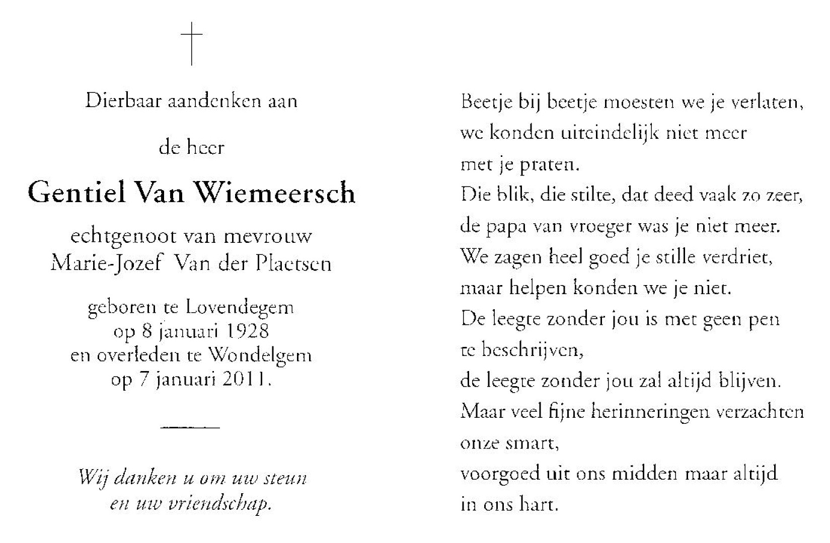 Tekst G Van Wiemeersch